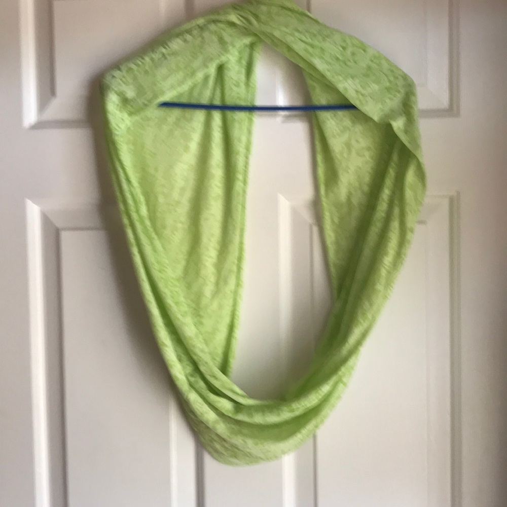 Sheer green floral infinity scarf